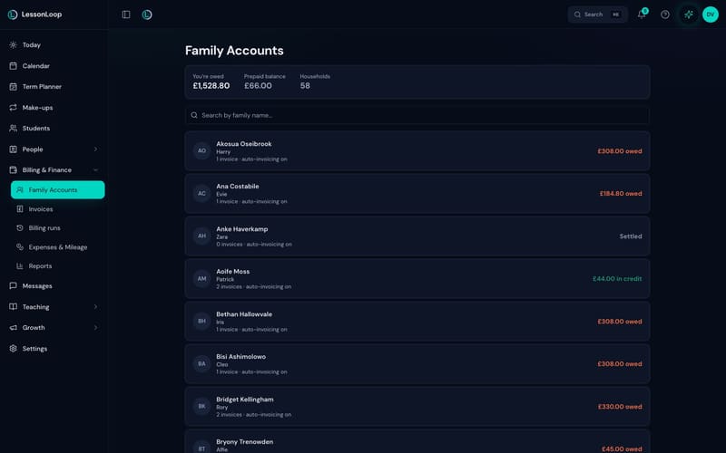 Family accounts ledger