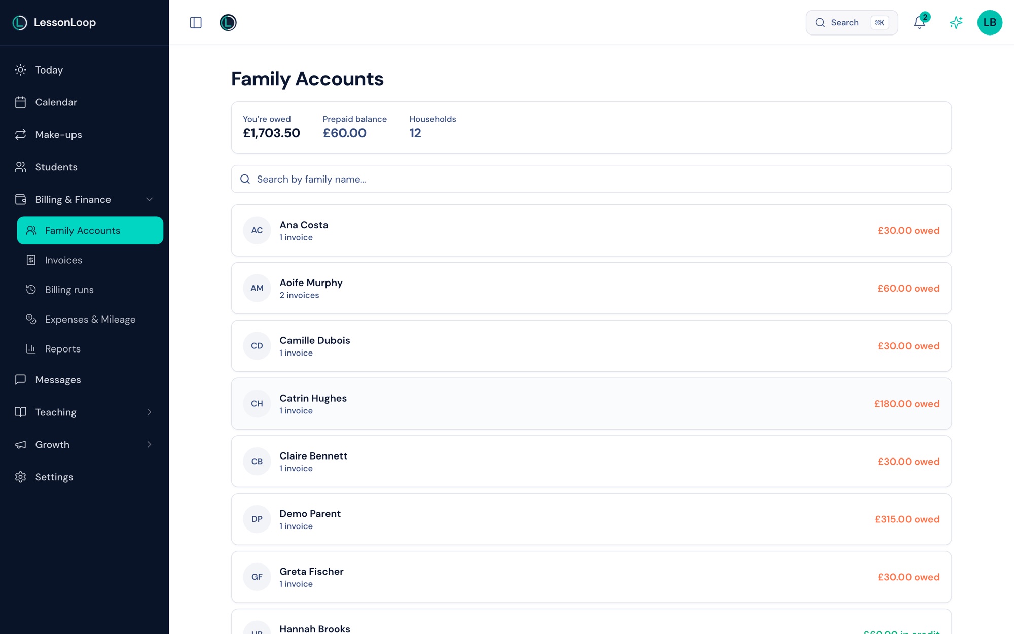 Family accounts — included on every plan