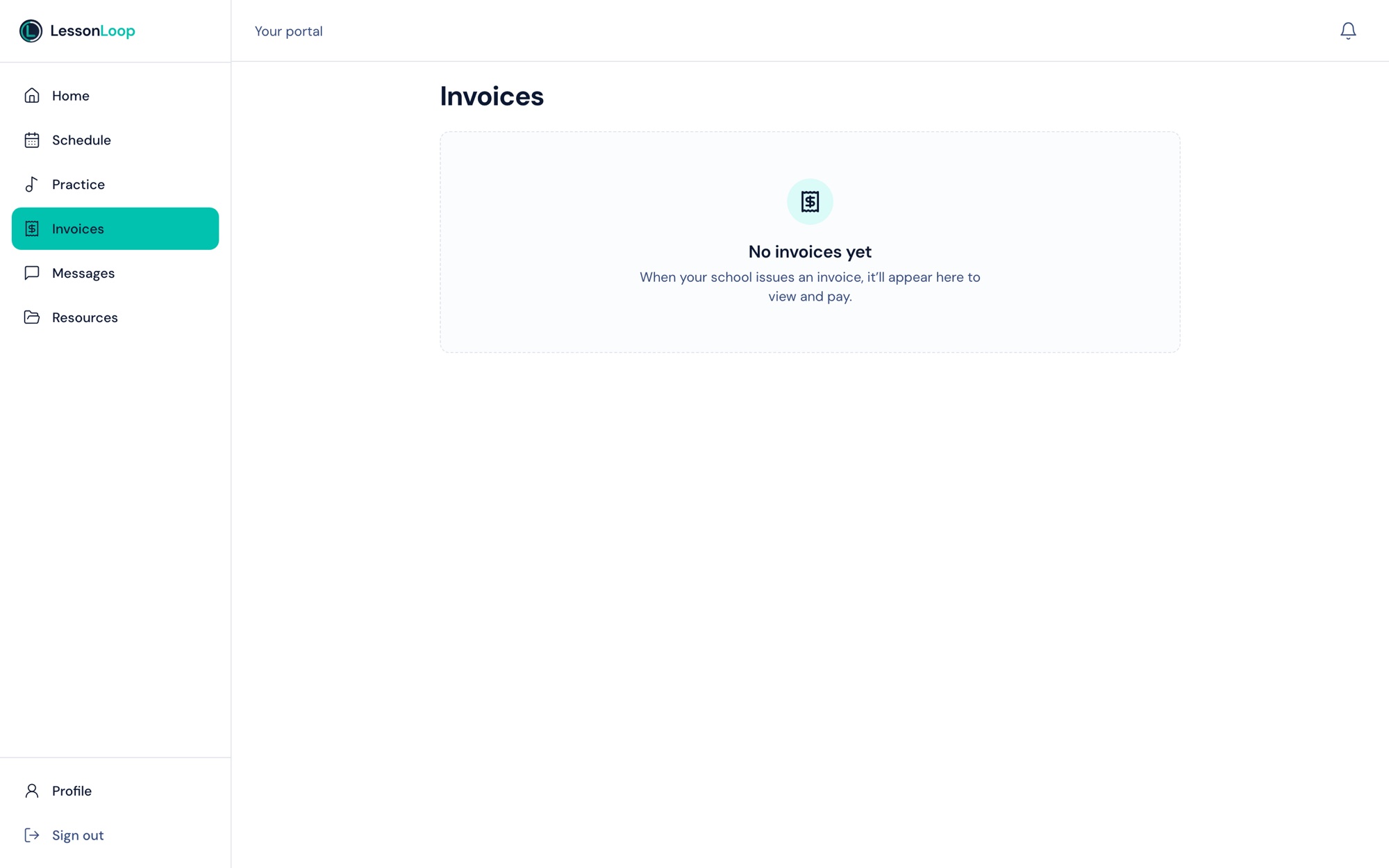 Parent portal invoices and payment